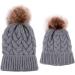 2PCS Family Matching Winter Knit Hat Set - Grey Mother & Baby Ski Cap - Buy Online on GoSupps.com