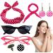 Polka Dot Headband - Headband Drop Earrings Set for 1950s Outfits - Print Dangle Earrings with Vintage Hair Bands Chiffon Scarf Cat Eye Glasses Hot Pink One Size - Buy Online on GoSupps.com