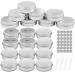 Firschoie 20 pieces aluminum empty jars 20 ml cream jar empty jar with screw cap jar with 28 round stickers and 4 spatulas ideal for make-up creams lotions mini candles (silver)