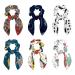 6 Pcs Hair Scrunchies - Music Notes and Guitar Hair Scarf Scrunchy with Ribbon Bow Elastic Hair Ties Ponytail Holders for Women Teenage Girls