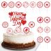 Estivaux Valentines Love Hearts Cupcake Toppers Glitter Red Cake Picks Love Cupid Angel Cake Toppers Circle Banner Cupcake Decorations for Valentine's Day Anniversary Wedding Party Decorations Style 2: Vn Glitter Words