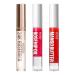 Kiss New York 3 PACK Lip Oil Gloss Hydrating Non-Sticky Lip Oil 100% Natural Oil Clear Lip Gloss Lightweight Lip Moisturizer (Rosegold & Rosehip & Mango Butter)