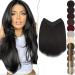 SEGO One Piece With 5 Clips 3/4 Full Head Standard Weft Synthetic Straight Hairpiece U-Shaped Clip in Hair Extensions 18 Inch Dark Black 18 Inch Dark Black