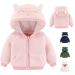 Newborn Infant Baby Boys Girls Cartoon Fleece Hooded Jacket Coat with Ears Warm Todder Kids Outwear Coat Zipper Up 0-6Y 9-12 Months Pink
