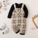 Puseky Baby Boy 2-Piece Outfit Set: Long Sleeve Romper & Plaid Suspenders Overall Pants 0-3 Months - Buy Online on GoSupps.com
