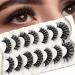 7 Pairs Curly False Eyelashes Russian Strip Lashes Fluffy Cross Natural Look Strips Eyelashes 4 Styles Mixed Cat Eye Full Reusable Dramatics Lashes Pack Curly-7 Pairs