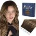 FSHINE brown balayage tape in hair extensions 35cm tape in real hair extensions 2/3/27 brown to blonde mixed brown ombre seamless tape hair extensions 50 grams #2/3/27 2. tape #2/3/27 35cm