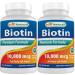 Best Naturals Biotin 10 000 mcg 200 Capsules (Pack of 2)