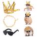 Keymall Bearded Dragon Accessories Set Including Crown Necklace Sunglasses with Adjustable Elastic Chin Strap Reptile Clothes Lizards Gecko Chameleon Iguana Frogs for Photo Props Birthday Gift