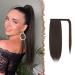 Fine ponytail extensions smooth long ponytail Extrolation hair part braid clip in ponytail extension synthetic hair extensions braid hair extension for women 35 cm brown brown -wrap around 35 cm (1 Pack)