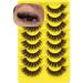 Cat Eye Lashes D Curl Russian Strip Lashes 17mm Fluffy False Eyelashes Clear Band Eyelashes Dramatic Faux Mink Lashes (Black (8 pairs))