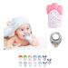 Funky Planet bite glove for babies from 0 years - biting glove Baby Teething Toy - Rustling gear glove for dental aid from food -safe silicone + bandana bib with clip pink