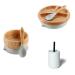 Avanchy Mini Silicone Cup Bamboo Baby Plate & Spoon Bamboo Baby bowl & Spoon - Gray