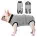 Convinite recovery suit for dogs dog body after op castration breathable wound protection suits for male/bitches dogs one -divider attached with the help of push buttons alternative neck rope gray xs xs gray