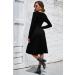 OUGES Women's Spring Casual Midi Dress with Long Sleeve V-Neck | Floral Wrap Dress with Pockets - XXL Black - Buy Online on GoSupps.com