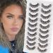 Parrarri artificial eyelashes russian strip lashes d curl 10 pair crossed false eyelashes reusable rumbles curly lashes fake wimprn fluffy false mink eyelashes 10s-Sj37