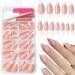 120Pcs White French Tip Press on Nails Almond Shape Fake Nails Full Cover Glossy Nude False Nails Acrylic Glue on Nails with 5 Sheets Adhesive Tabs for Women Girls Finger Nails Design Almond French