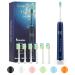 7am2m Sonic Electric Toothbrush with 6 Brush Heads for Adults and Kids Wireless Fast Charge One Charge for 60 Days 5 Modes with 2 Minutes Built in Smart Timer Electric Toothbrushes(Navy Blue) No Travel Case Navy Blue