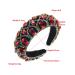 Forsylvanas Crystal Rhinestone Headband 2 Pcs Set for Women - Handmade Velvet Hair Hoop for Wedding Parties - Red + Green - Buy Online on GoSupps.com