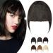 Pony Hair Part Clip in Bangs 100% Remy Real Hair Extension Fringe One Piece Extension Temple Natural Glatt For Women Natural Black#1b-1 Pony-25g