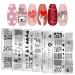 WOKOTO 6Pcs Heart Nail Stamping Plates For Nails Heart Image Templates For Nail Art Stamps Plates Nail Stamping Kit Gel Plates For Women Girls Nail Plates For Nail Art Designs Printing Plates KIT1