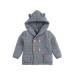 mimixiong Baby Sweater Cardigan Boy Jackets Long Sleeve Hooded Coats 6-12 Months Grey