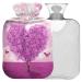 NAANLE hot water bottle with cover lavender heart tree Transparent hot water bottle heat bottle for back pain relief handfoot warmer neck warmth and cold therapy 2l