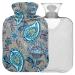Naanle paisley flower ethno heat bottle with reference transparent hot water bottle heat bottle for bed hand feet heat pain relief heat and cold therapy small 1l
