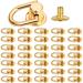 40 Pieces D Rings Rivets for Leather Purse  Gold Ball Studs Rivets with D Ring for Leather Crossbody Purse Craft  Bag Hardware