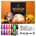 Beetles Gel Nail Polish 6 Colors Halloween Gel Nail Polish Set Witches' Spellbook Collection with Liner Gel Nail Stickers and Rings Shimmer Pink Purple Orange Nail Gel Polish for Party Gift Holiday 0-0- 6 Colors Witche Spellbook
