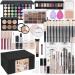 All in One Makeup Kit Makeup Kit for Women Full Kit Multipurpose Makeup eyeshadow liquid foundation Loose powder Eyebrow pencil 4-color lip gloss set Black