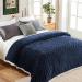 Sherpa Throw Blanket Twin Size Blue - Cozy Reversible Flannel Fleece for Couch Sofa Bed - 60 x 80 - Buy Online on GoSupps.com
