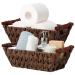 GRANNY SAYS Wicker Storage Baskets Waterproof Wicker Basket with Handles Woven Storage Bins for Pantry Kitchen and Bathroom Brown 2-Pack Medium Brown