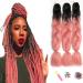 Showjarlly Kanecalon Kunsthaar Hair KanCalon Hair Braids Extension Ombre Jumbo Braid Hair extension 24 " Kanecalon braids Box Hair Kunsthaar Hair For Including Black/Pink# 61cm-24 inch (3 Series) Black/Pink