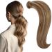 Runatur real hair braid extensions blond with golden blonde ponytail extensions real hair 30cm braid hair extension smooth hair ponytail extensions 12 inch #10p16 70g 30 cm 1-braid #10p16