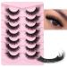 JIMIRE False Eyelashes Fluffy Natural Faux Mink Lashes Wispy Natural Fox Eye 17MM Strip Fake Lashes Look Like Eyelash Extensions Pesta as 7 Pairs Pack F02