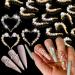 30 pieces nail art rhinestones ebanku 3d heart nail art charms rhinestone for nail art decoration 15 pair of heart nail street jewelry for diy women girl manicure decor (3 styles)