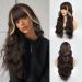 Faelbaty Long brown wig with pony women wig with long curls wig with brown curls artificial wig girls everyday party cosplay wig (25 "H6a/18h) H6a/18h#