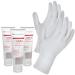 Hygiene VOS - skin care set 3 x curea soft cream unparfored total 300ml for sensitive skin + 1 pair of Texxor cotton jersey gloves for nightly cream application