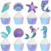 Mermaid Party Cake Decoration Mermaid Happy Birthday Cake Topper Cupcake Toppers and Wrappers for Mermaid Under The Sea Theme Birthday Baby Shower Supplies - Buy Online on GoSupps.com