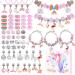DIY Charm Bracelet Making Kit  Flasoo Jewelry Kit for Teen Girls with Unicorn Mermaid Pink Stuff Craft Gifts for Birthday  Christmas  New Year