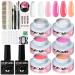 Morovan Gel Builder for Nails- 6 Colors Builder Nail Gel Kit Hard Gel for Nails Gel Extension Nail Kit Hard Gel Builder for Nails with Base Coat Top Coat and Other Manicure Tools 6 Colors Builder Gel Kit