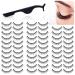 Nuogo 32 Pairs Self Adhesive Eyelashes with Tweezers Reusable Adhesive False Eyelashes No Glue No Eyeliner Natural Look Fake Eyelashes Waterproof Sticky Eyelashes Pack for Women Girls Gift
