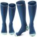 Cambivo compression stockings women and men 2 pairs compression socks support stockings for running sports flight travel cycling L-XL blue & green