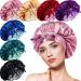 8 Pcs Silk Satin Bonnet for Sleeping with Wide Tie Band Satin Sleep Hair Bonnet Double Layer Silk Hair Wrap Sleep Cap for Long Curly Hair  7 Colors Multicolor