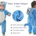 COOKY.D Baby Hooded Rompers | Winter Flannel Jumpsuit Pajamas 3-6 Months Blue - Buy Online on GoSupps.com