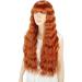 YEESHEDO Ginger Long Hair Wigs | Natural Curly Wavy Synthetic Wig with Fringe | 28 Copper Red Orange Wig for Parties and Cosplay - Buy Online on GoSupps.com