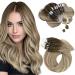 Moresoo Microring Extensions Real Hair Brown 45 cm Loop Extensions Real Hair 1g Remy Cold Fusion ombre Real hair Extensions Microrings Dark brown to light brown with blond 50g 50 pieces #3/8/22 45 cm 1.Microring #3/8/22