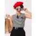 6-Piece Wool Beret Hat Set with Silky Scarf Brooch - Black and Red - Buy Online on GoSupps.com