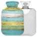 Naanle vintage wood blue heat bottle with cover transparent hot water bottle 2l large hot hot water bottle for bed hand feet warmer pain relief heat and cold therapy